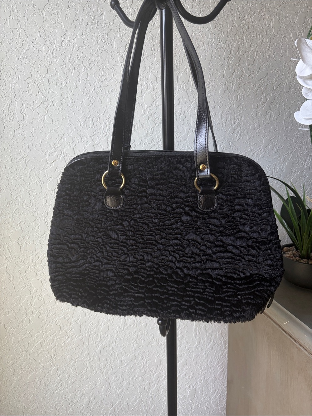 Glenda Geis Black Plush Tote
